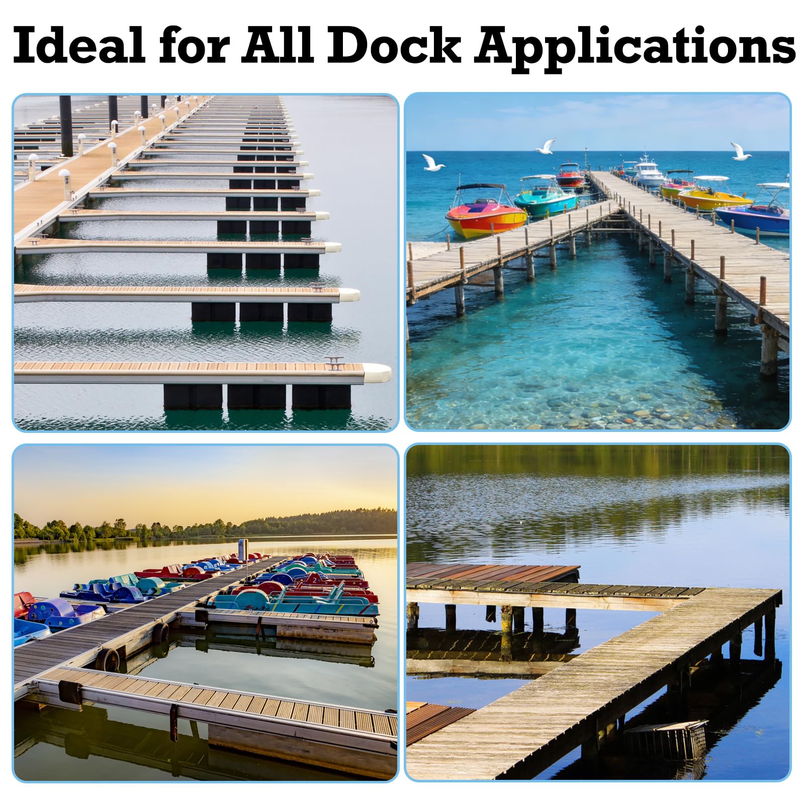 Bootsdock-Stoßstangen, 13 Fuß/26 FußDock-Kantenschutz für Ramm- und Anlegesteg, Rub Rail für Boote, Schutz, schwarz, Dock-Schutzblech, Stoßstange, inkl. Befestigungsschrauben