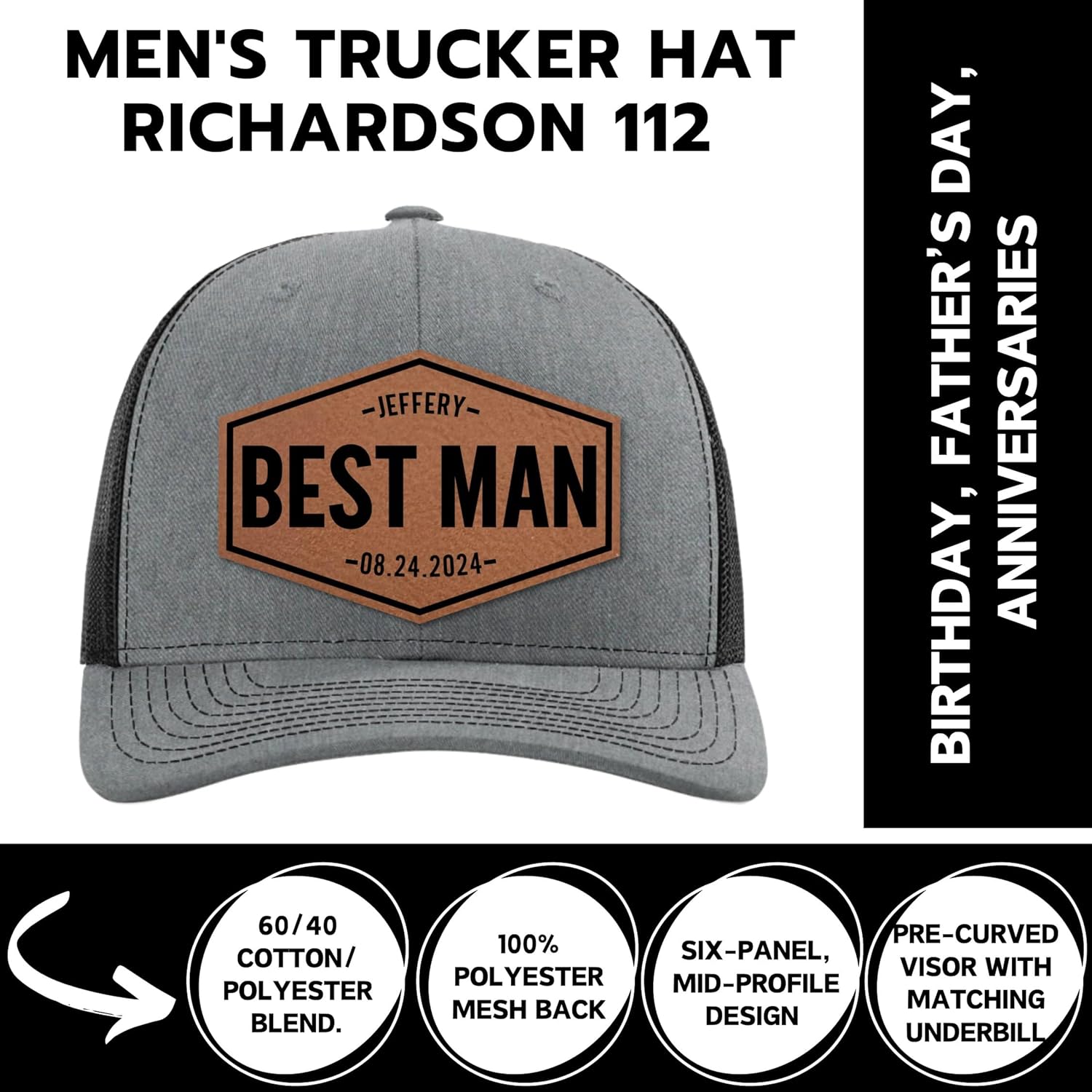 Personalized Groomsmen Proposal Gifts Set of 3 4 5 6 7 8 9 10 - Team Groom - Will You Be My Groomsman Richardson 112 Hat - Image 3
