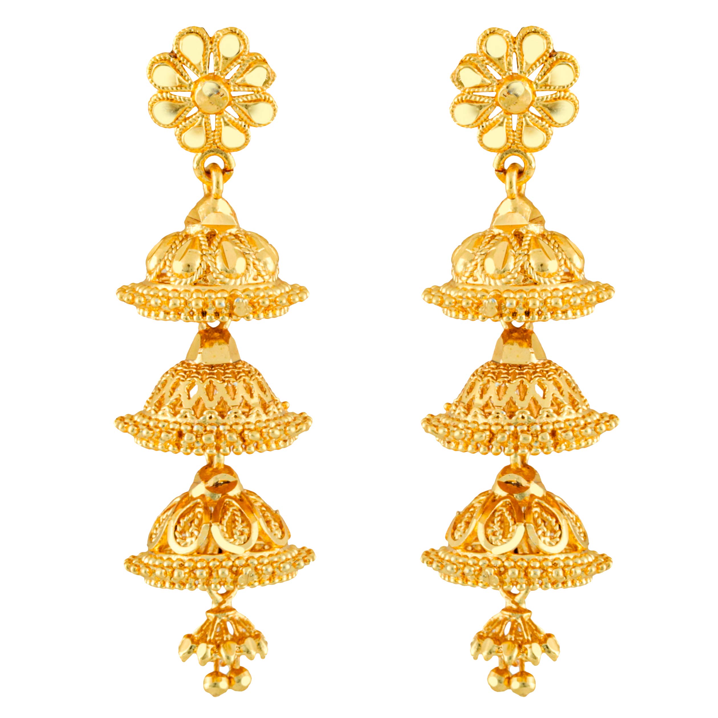 MEENAZ Traditional Temple Jewellery 18k One Gram Gold Ethnic Copper Stylish South Indian Meenakari Screw Back Studs Long 3 Layer Jhumkas Jhumka Earrings Set For Women girls -GOLD JHUMKI-M132 (B08R1KH2P3) Amazon Price History, Amazon Price Tracker