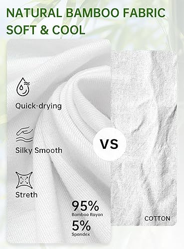 Miniatura 6 de COLORFULLEAF Camisetas de manga corta de rayón de bambú para hombre, cuello redondo, cuello en V, ajustadas, paquete de 3 o 5 unidades