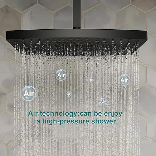Miniatura 7 de Sistema de ducha de lujo, cabezal de ducha de mano de 14 pulgadas, alta presión, 3 funciones, juego de grifo de ducha de acero inoxidable con