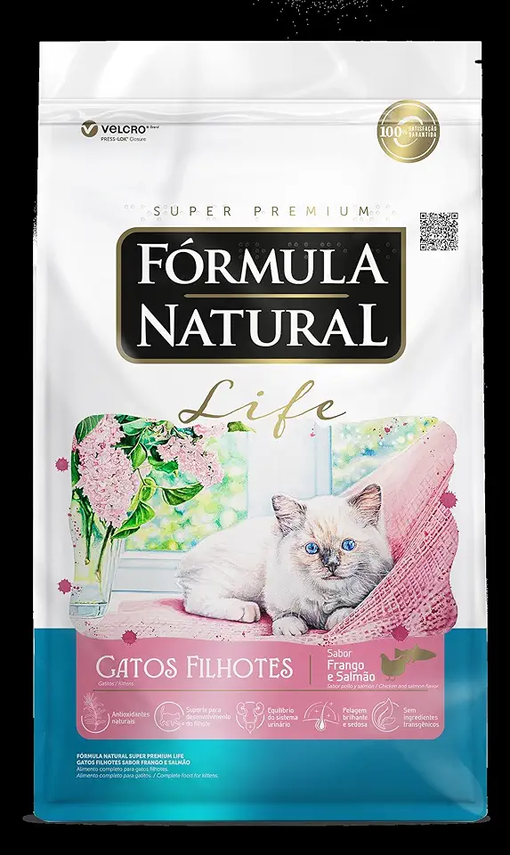 Fórmula Natural Life Ração Seca Para Gatos Filhotes Sabor Frango e Salmão 1Kg