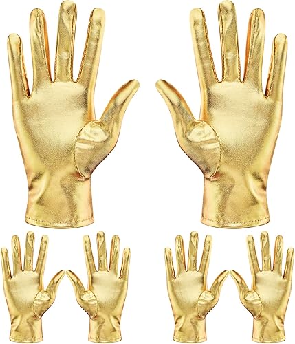 SATINIOR 3 pares de guantes de disfraz de Halloween, brillantes, metálicos, de princesa, elásticos, para Halloween, cosplay