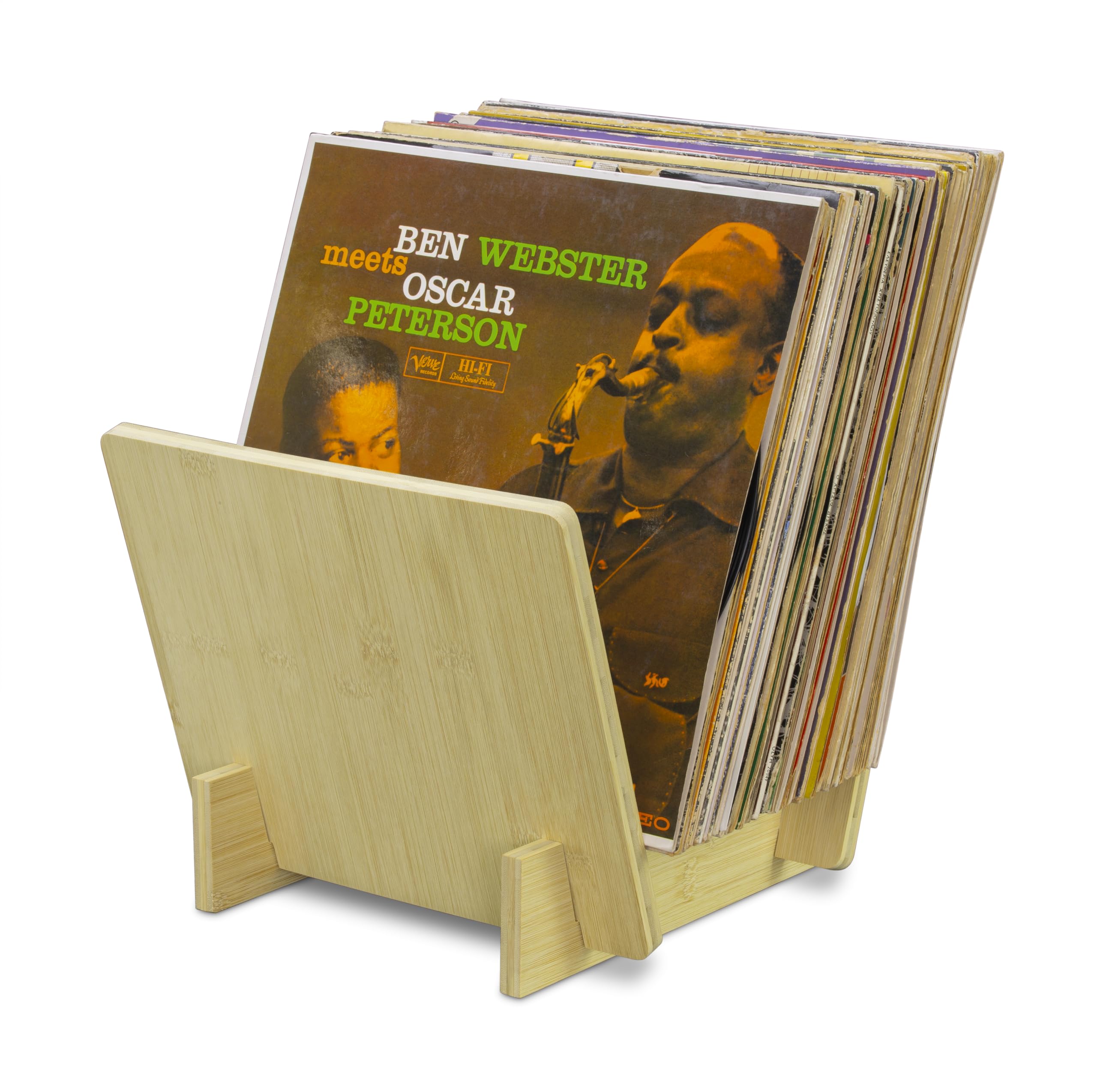Dynavox LP-Ständer ST40, Aufbewahrungs-Box für Vinyl-Schallplatten aus Bambus, Plattenständer für bis zu 40 LP's und Singles, Natur