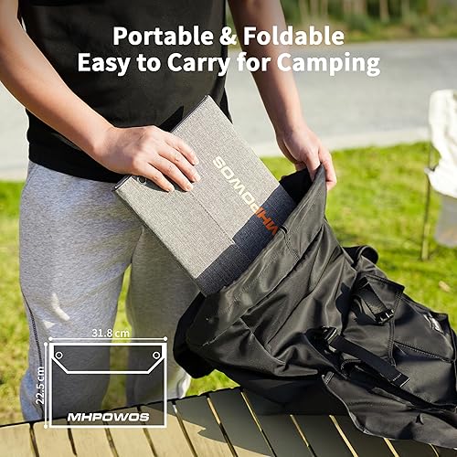 Miniatura 8 de Cargador de panel solar portátil MHPOWOS de 40 W con triple salida (USB-CUSB-ADC), 23% de alta eficiencia y resistente al agua IP65, diseño