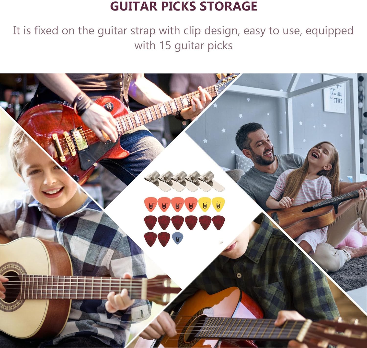 Metal Guitar Pick Clip Set for Guitar Strap, 5 Sets image 5