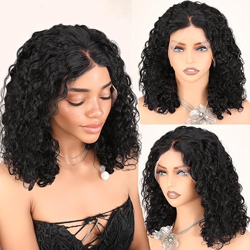 UREMY Bouncy Curly Wig Human Hair with Spiral End, 13x4
