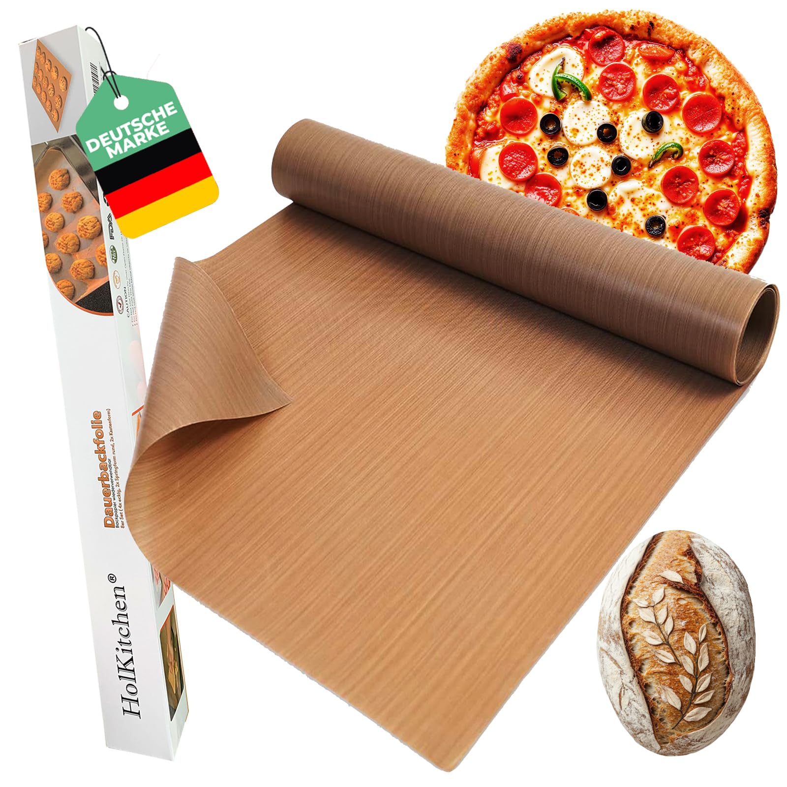 Papel de horno permanente, papel para hornear, reutilizable, reutilizable, resistente al calor, antiadherente, apto para lavavajillas (rollo de 50 m x 40 cm)