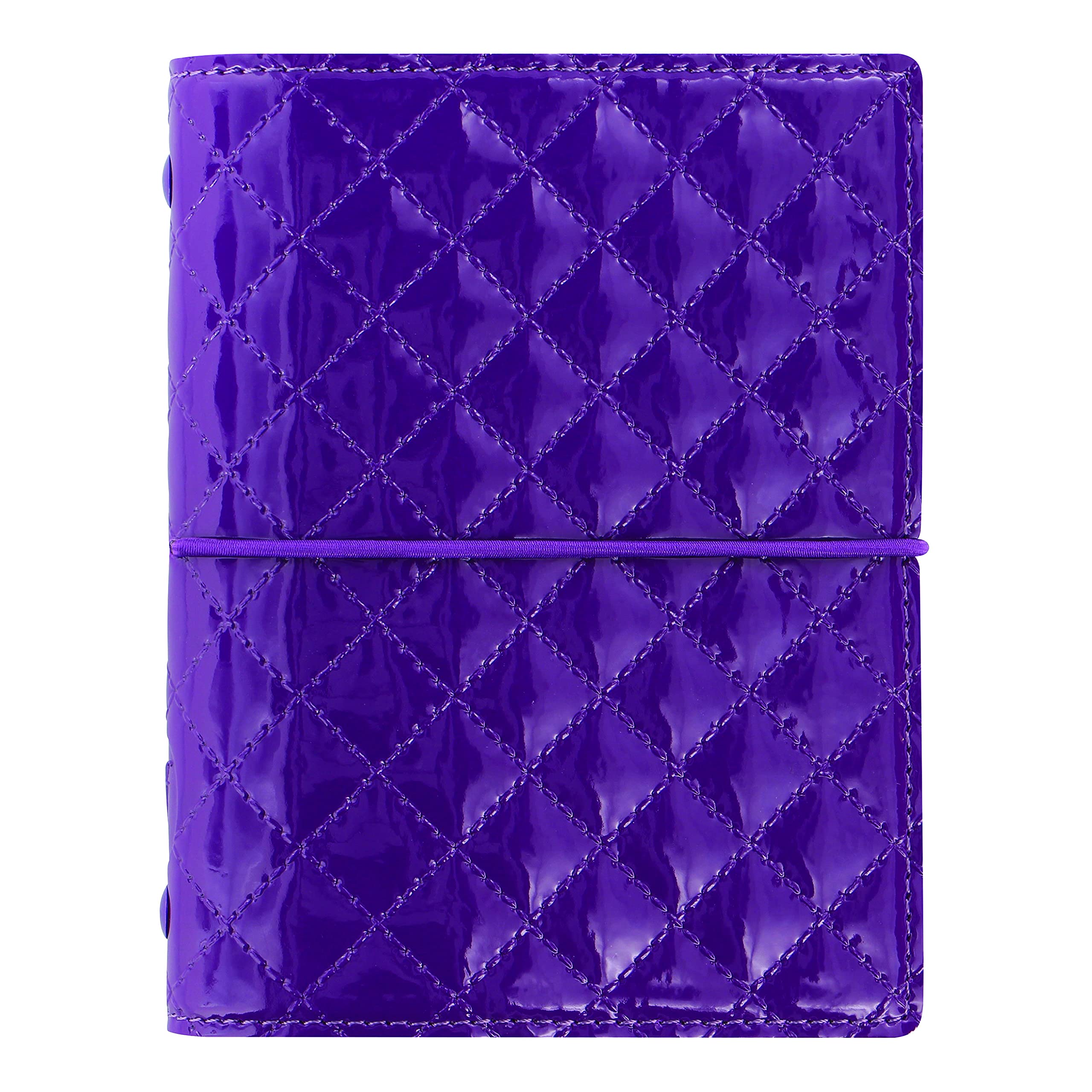Filofax Domino Luxe Organizer, Taschengröße, Violett – Hochglanz, Bezug mit Steppeffekt, Pariser inspiriert, 6 Ringe, Wochenansicht, Kalender 2022 (C027992-22)