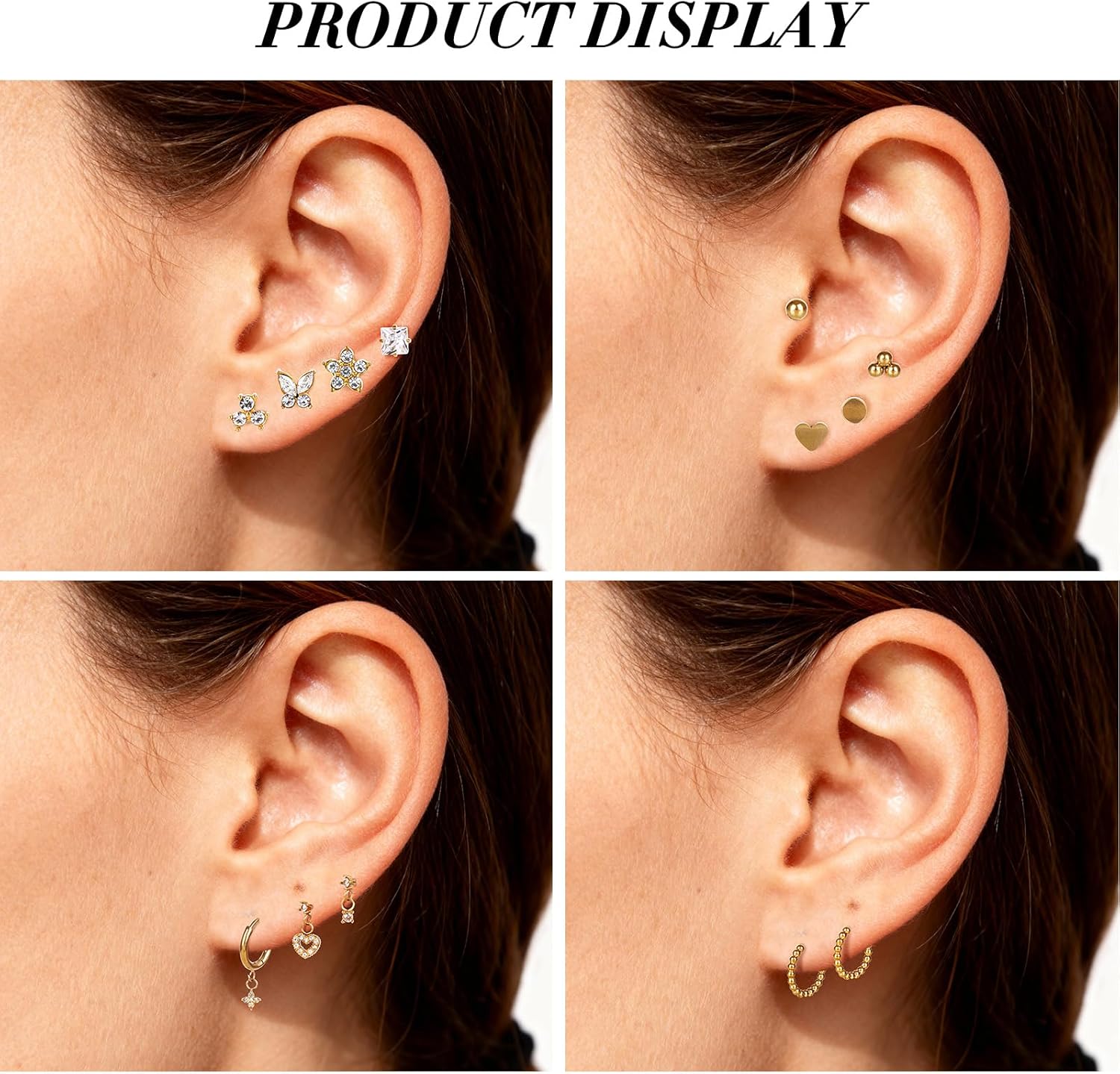 Hypoallergenic Stainless Steel Earring Sets - 12 Pairs Flat Back Earrings for Women, Jewelry for Sensitive Ears - Image 4