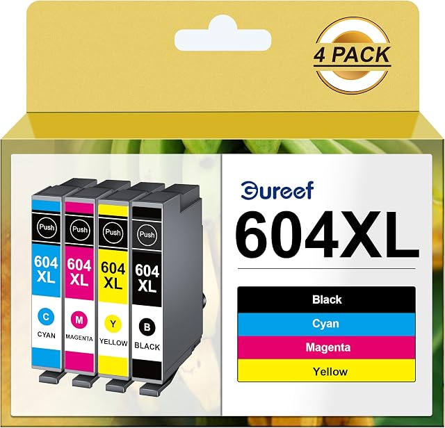 Gureef 604XL Ink Cartridges Replacement for Epson 604 Ink Cartridge Multipack for Epson XP2200 ink cartridges Expression Home XP-2205 XP-3200 XP-3205 XP-4200 XP-4205 Workforce WF-2930 WF-2935 (4 Pack)