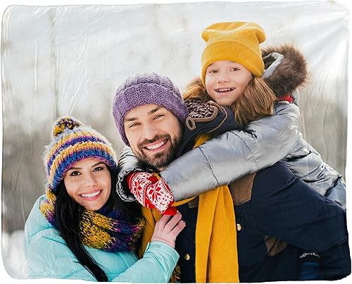 Miniatura 2 de Manta de fotos personalizada Lux con forro polar con respaldo de sherpa  Manta de regalo personalizable  fabricada en los Estados Unidos 50 x 60