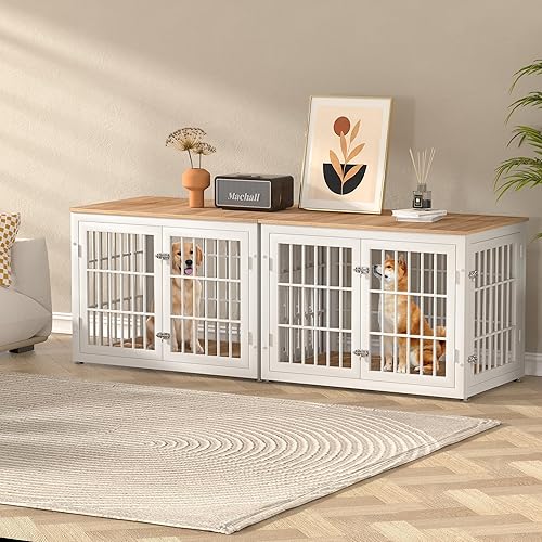 Miniatura 167 de Mueble de jaula de perro resistente de 42 pulgadas para perros grandes y medianos, mesa auxiliar decorativa para casa de mascotas, muebles de madera