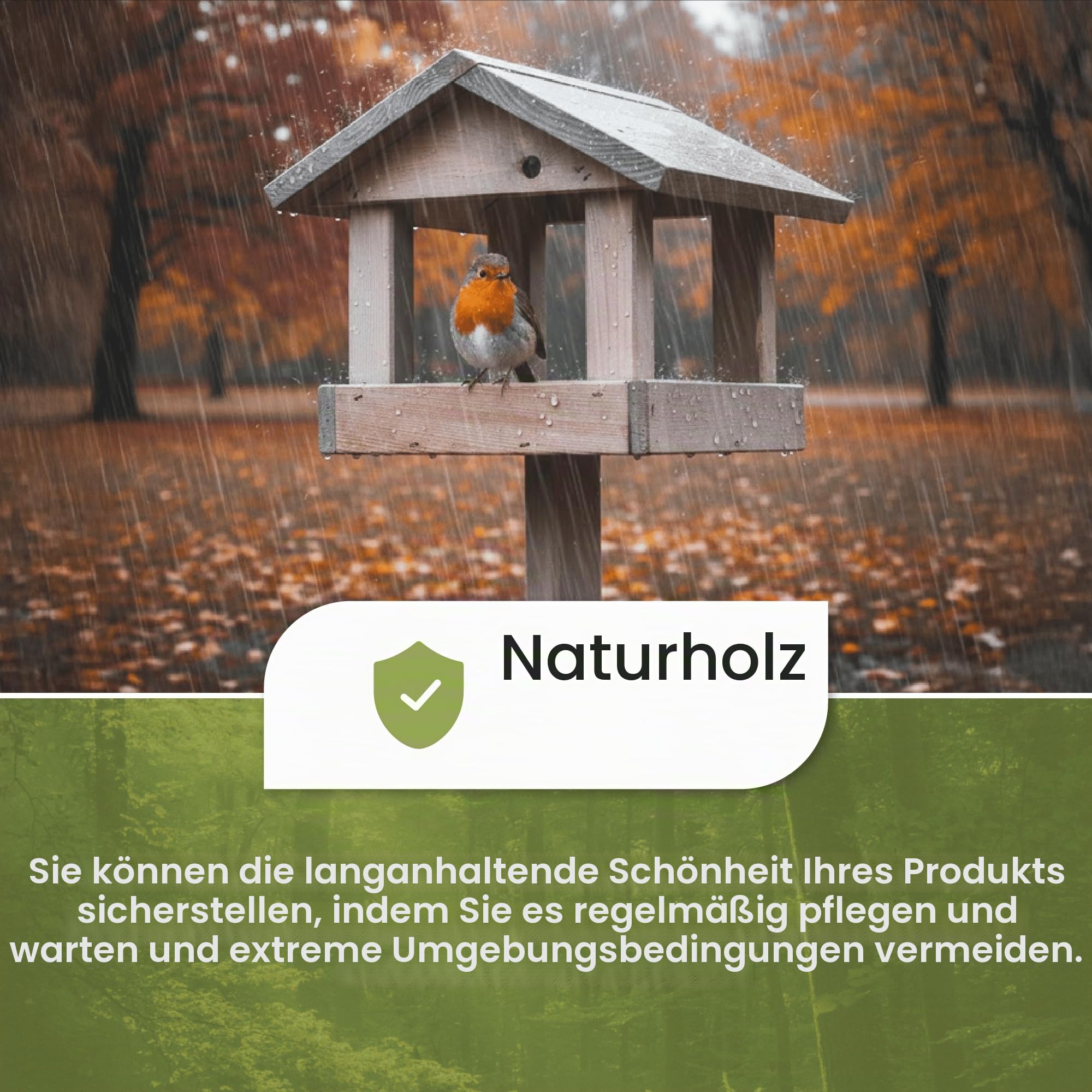 PATKAR Vogelhaus Futterhaus für Vögel mit Ständer aus Kieferholz - Vogelfutterhaus Vogelfutterstation für Singvögel Wildvögel Vogel Futterstation + 500g Futter Gratis