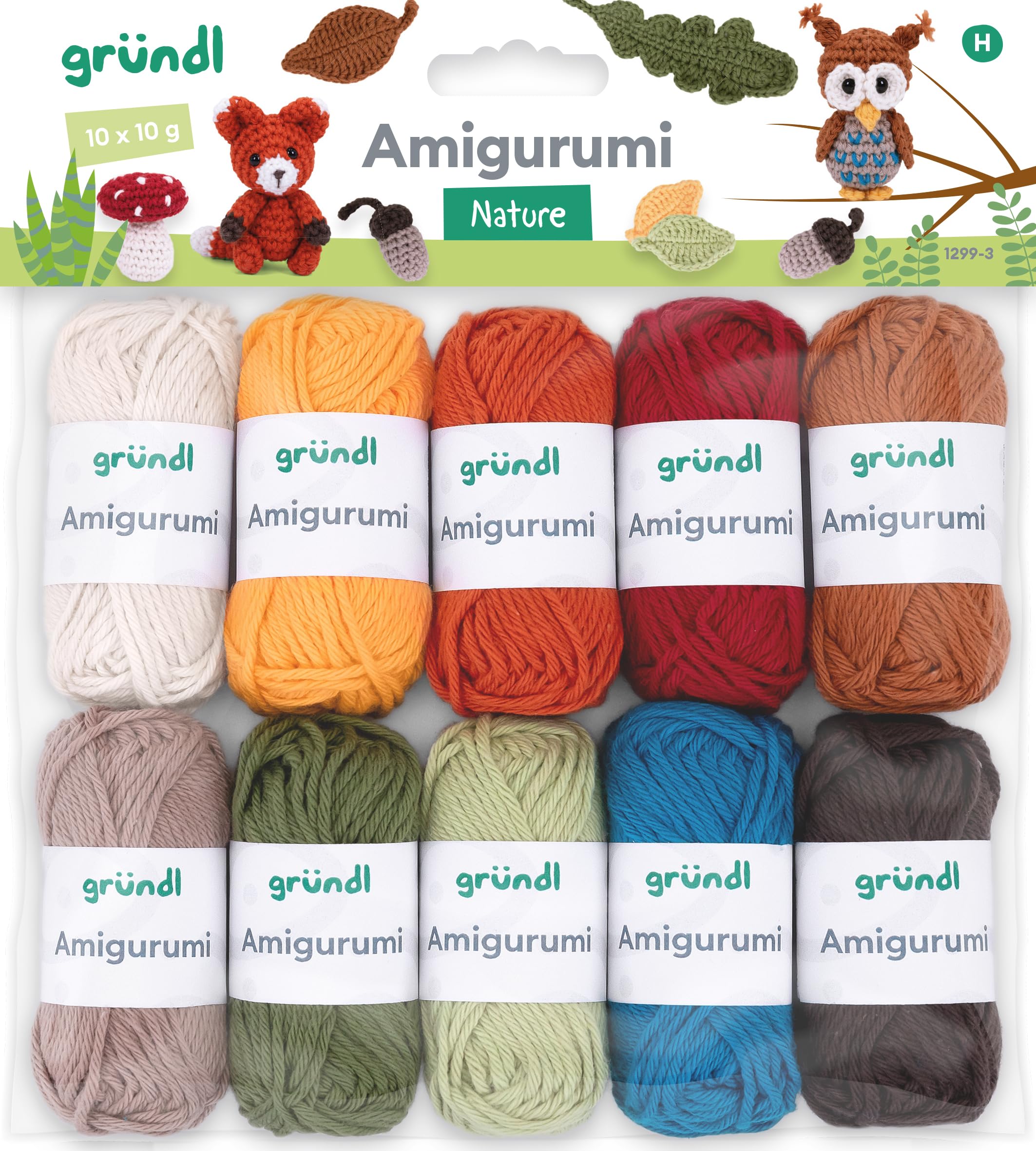 Gründl "Amigurumi Crochet Set III, Multi-Colour, 10 g, 10-Piece