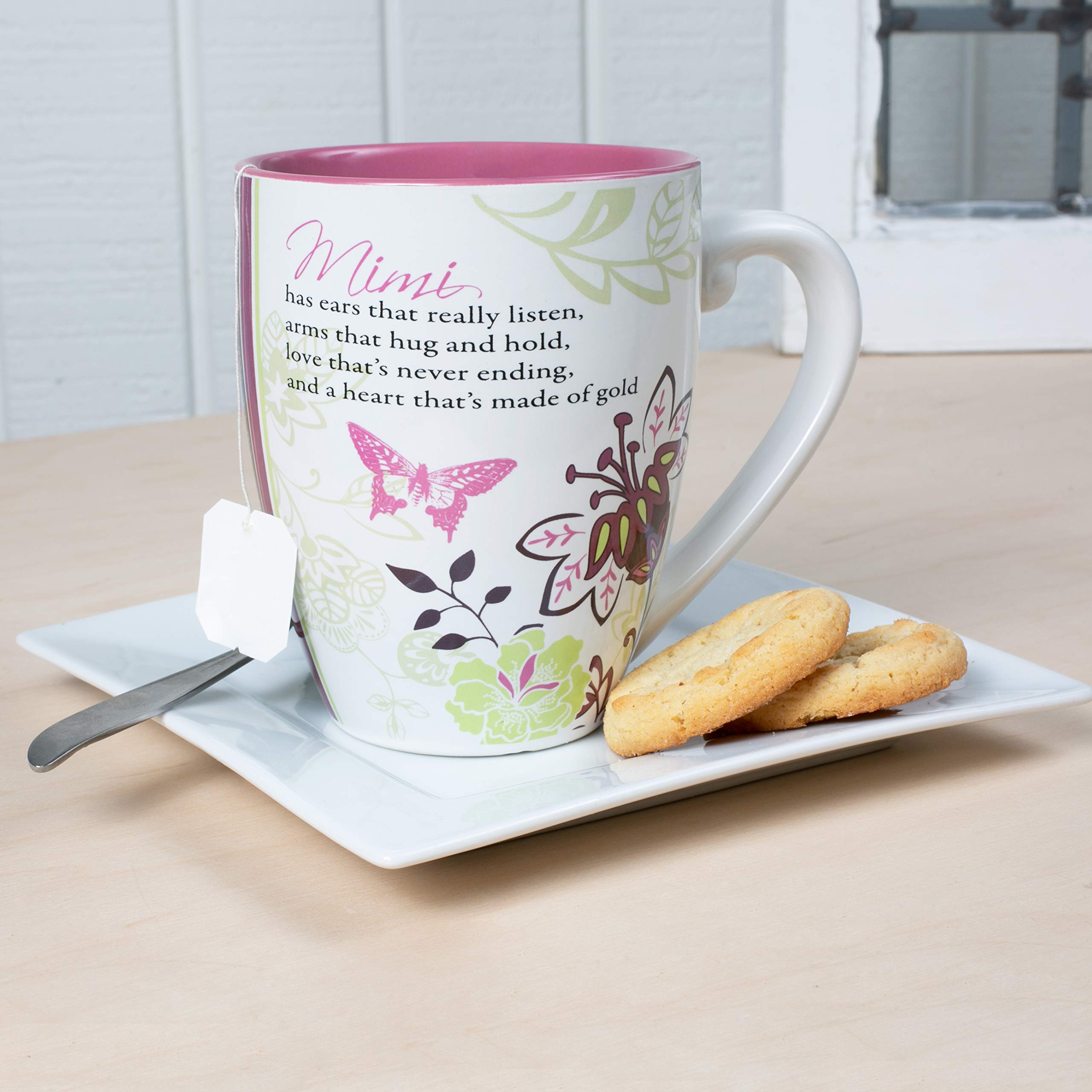 Pavilion Gift company Mark My Words Mimi Floral Butterfly Grandma Coffee Tea Mug, Large, Pink