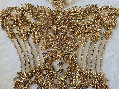 Miniatura 5 de Apliques hechos a mano de cristal sobre encaje, diamantes de imitación para coser, cuentas de flecos, parches de lentejuelas, accesorios de