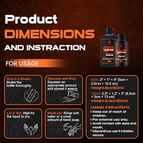 Miniatura 7 de Superior Grip - Tiza líquida para levantamiento de pesas, escalada en roca, gimnasia, secado rápido y sin desorden  2 onzas