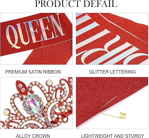 Miniatura 6 de Juego de tiara y tiara de cristal para mujer, diseño de "Birthday Queen", tiara y coronas para mujer, regalo de cumpleaños de COCIDE para niña, kit