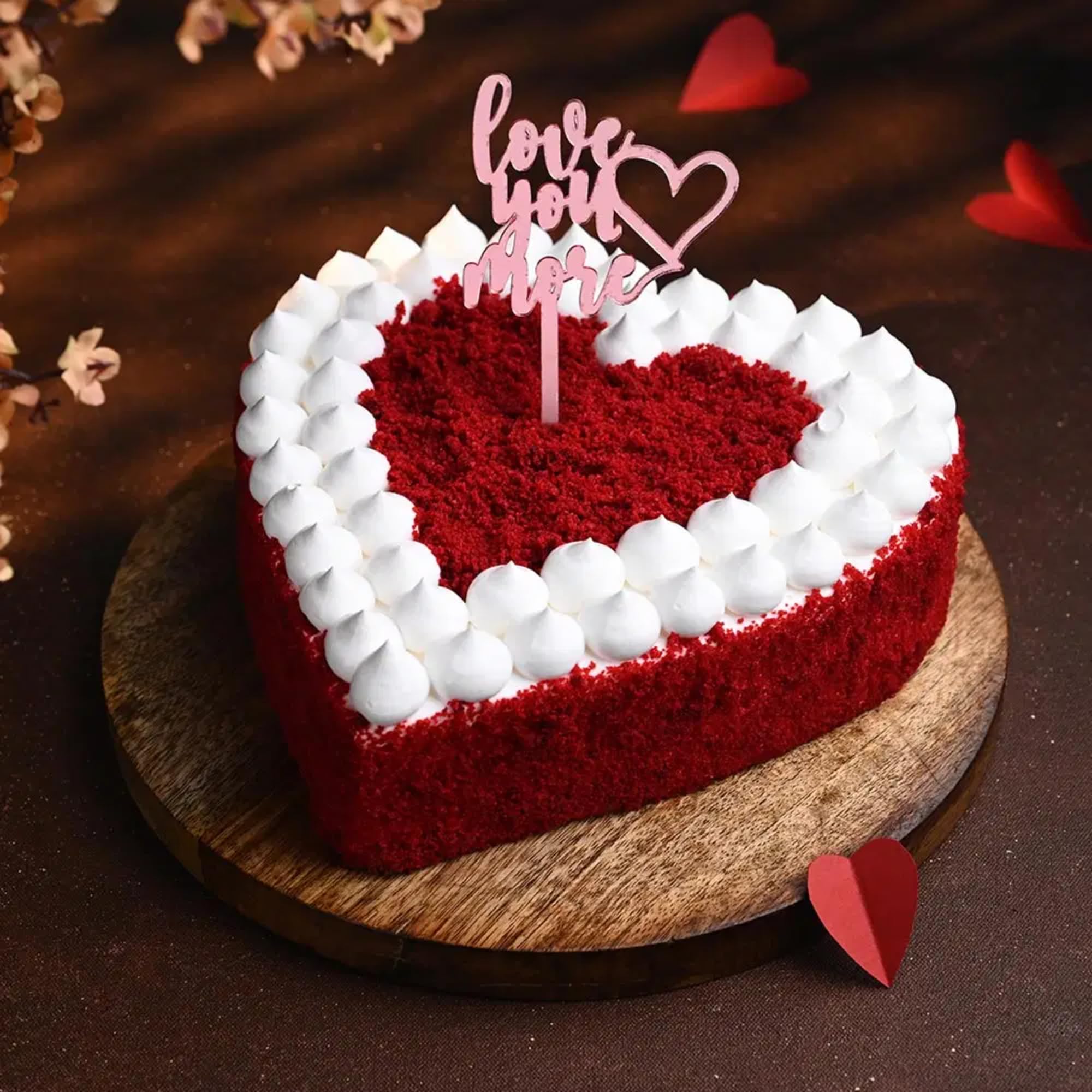 Bakingo 500g Delicious Silky Smooth Fresh Red Velvet Heart Cake With Love Topper For Birthday & Anniversary Cake, Valentine Day Cake For Boyfriend, Girlfriend, Husband & Wife (Same Day Delivery)-image-31