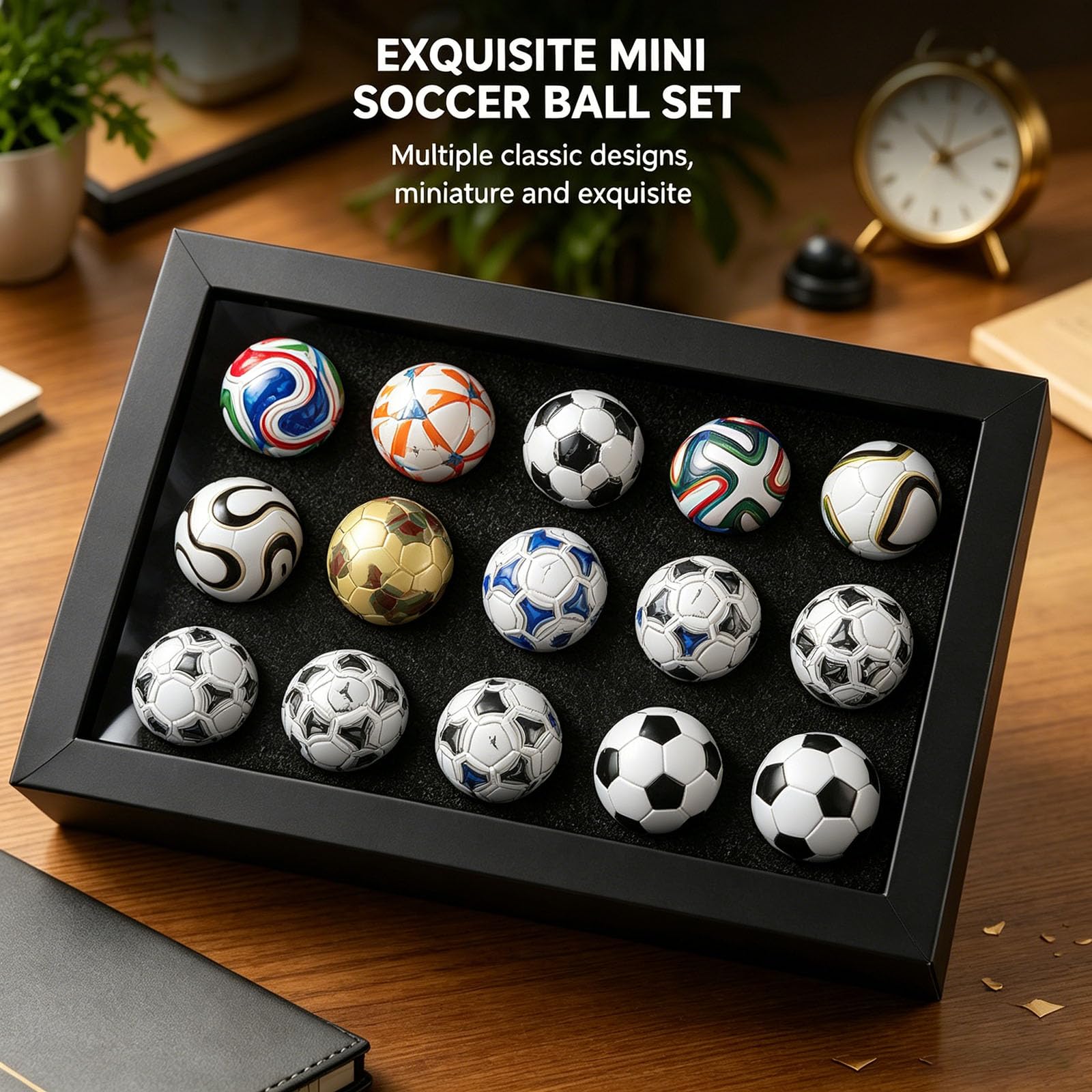 Genérico Colección de Mini Balones de Fútbol, ​​Colección de Balones de Fútbol Artesanales 1970-2026, Figuras, Réplicas de Torneos Coleccionables, Regalo Ideal para Aficionados al Fútbol