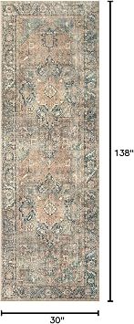 Loloi Margot Collection MAT-02 Terracotta/Lagoon 2'-6 x 11'-6 Runner Rug feat. CloudPile, No-Shed Easy Clean Large Patterned Area Rug for Living Room, Bedroom, Dining Area