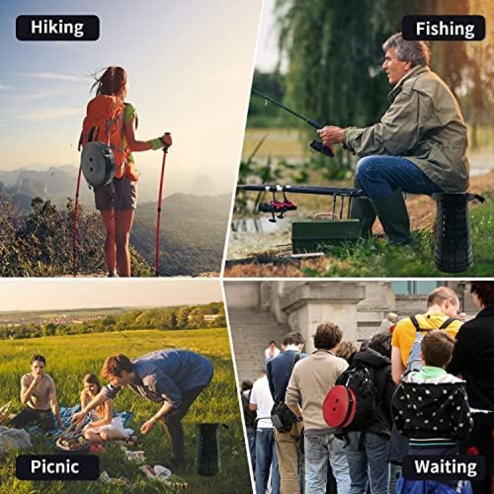 Taburete telescópico portátil, Taburete Plegable retráctil Ajustable Mejorado, Plegable, Resistente, Ligero, Resistente, Asiento telescópico para Adultos, Camping, Pesca, Senderismo, Viajes,