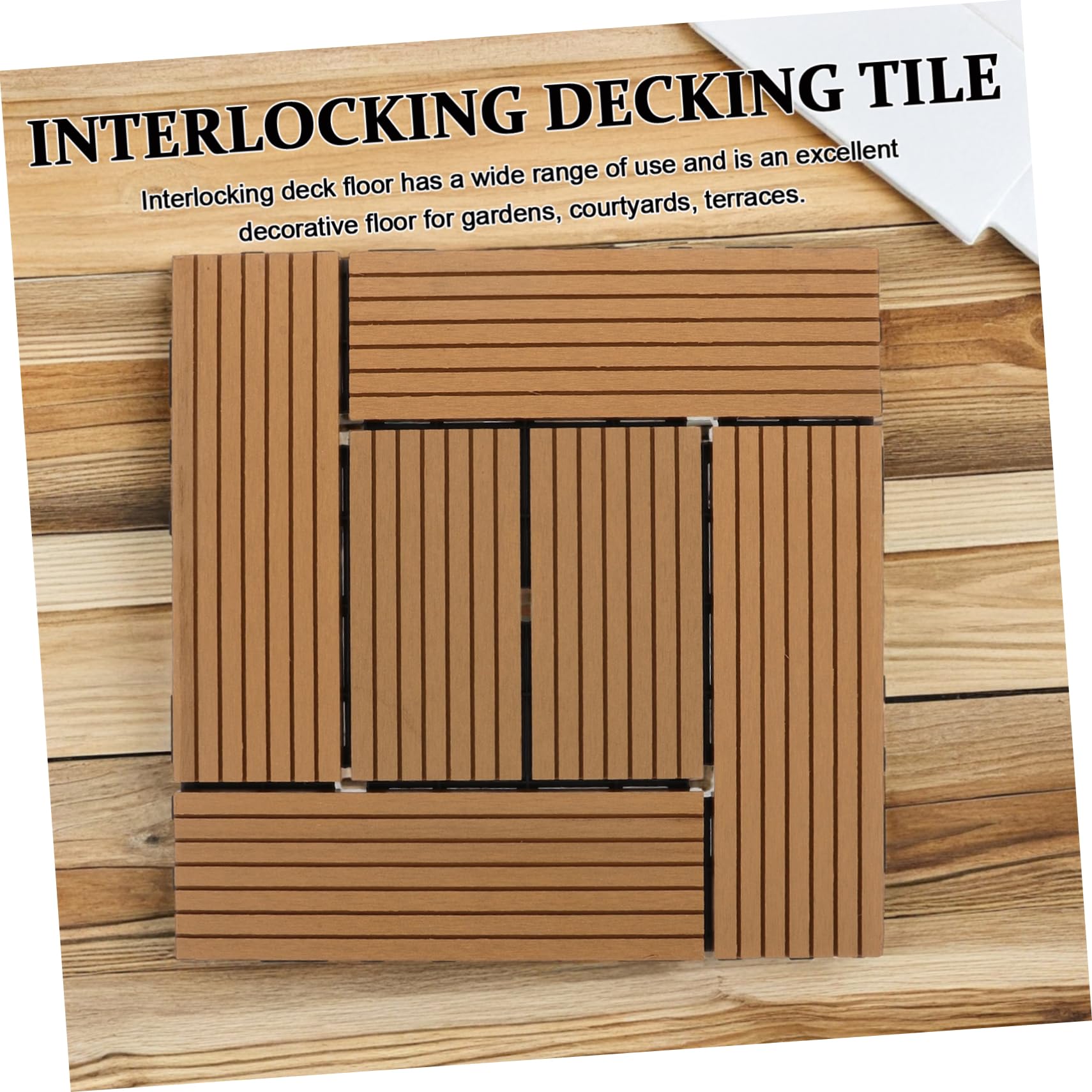 Cabilock Dalles de Terrasse Clipsables Aspect Naturel Revêtement Sol Extérieur Antidérapant Aux Intempéries pour Balcon Jardin Patio