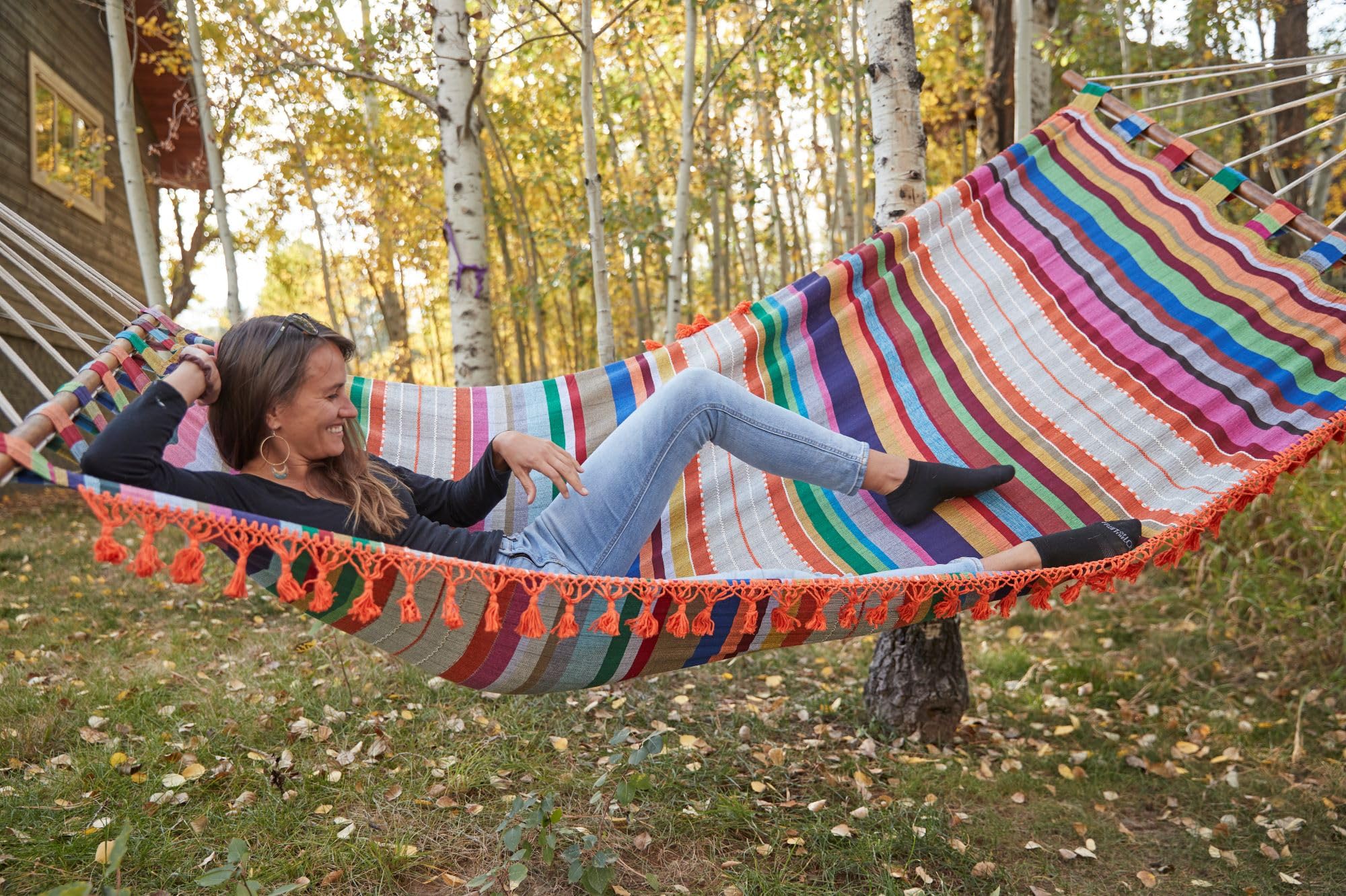 Hammock, Hand Loomed, Multi-Color, Made in Mexico by Verve CULTURE
