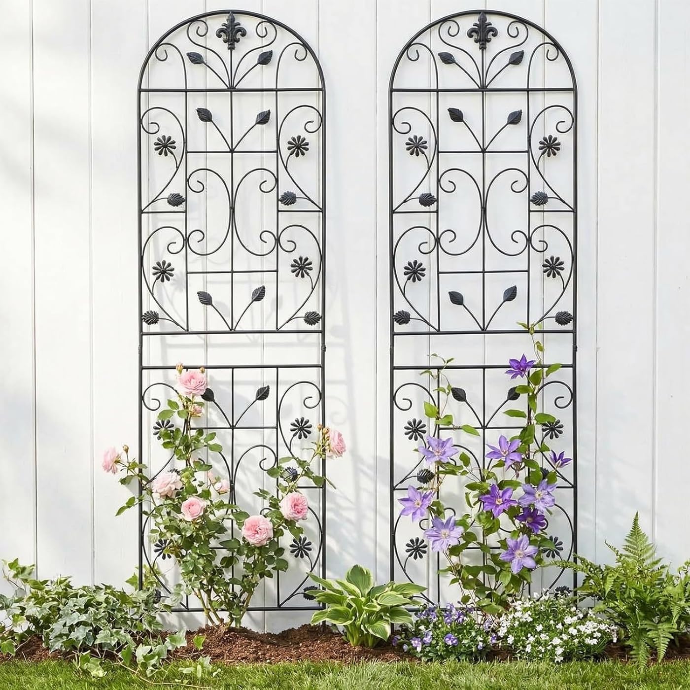 Traliccio per piante rampicanti all'aperto, supporto per clematidi, cetrioli, rose, recinzione da giardino, arco decorativo per cortili, durevole