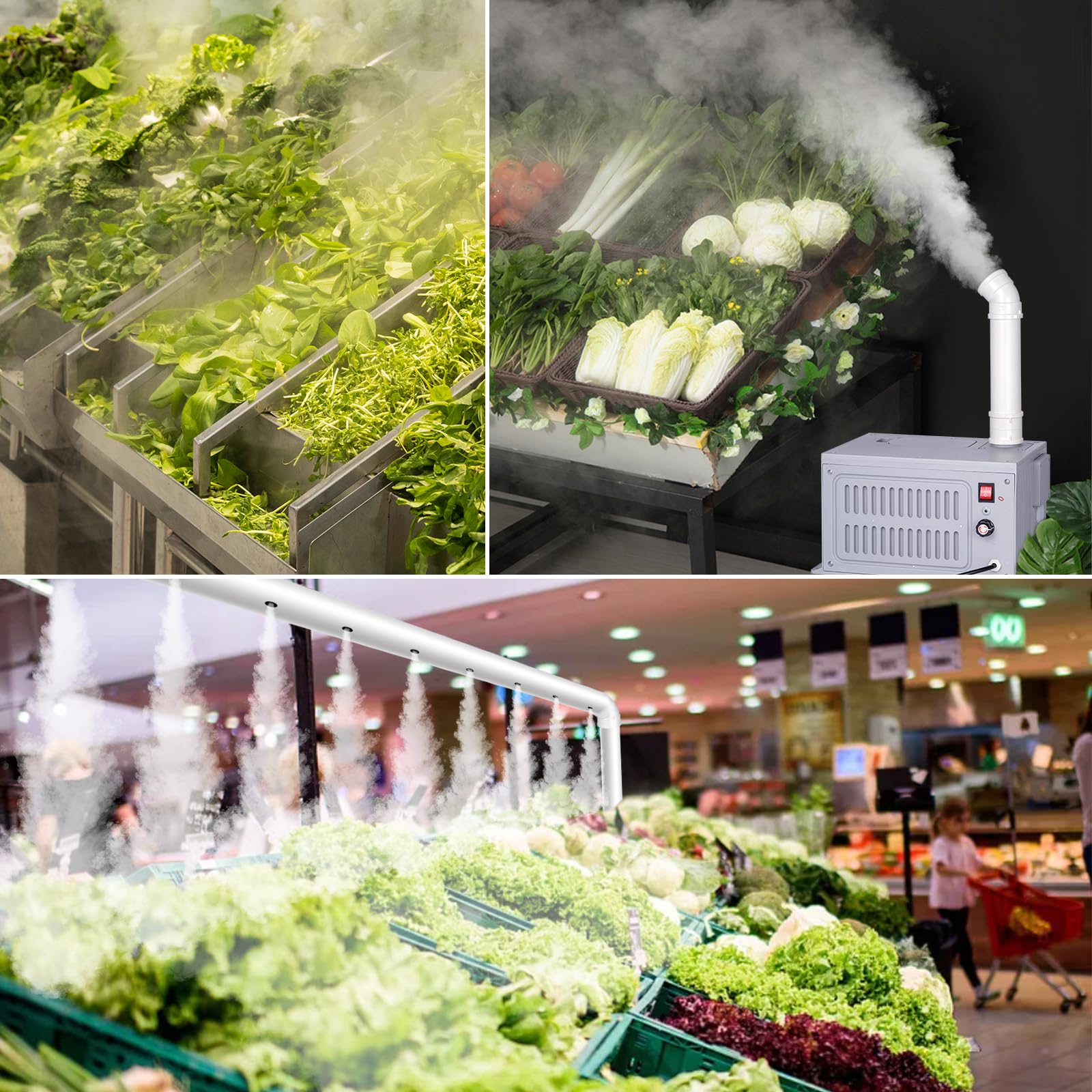 Umidificatore Industriale Grande Volume Mist Umidificatore Ad Ultrasuoni Macchina Nebbia con Filtro Universale Tubo in PVC per Officina Supermercato Magazzino Pianta Ver
