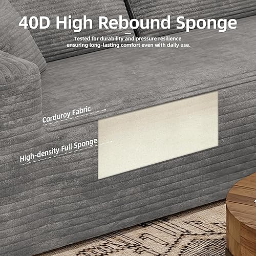 Miniatura 6 de Sofás modulares modulares de 108 pulgadas para sala de estar, sofás modulares en forma de L, esponja de alto rebote cómodo y esponjoso de pana con