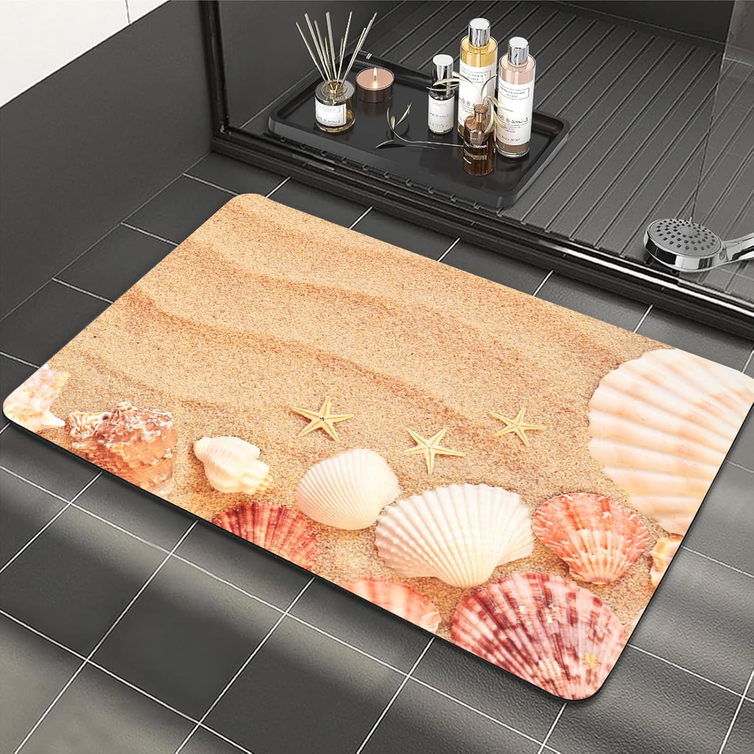 MiZuH Diatomaceous Earth Bath Mat, Rug for Bathroom, Quick Dry Bathtub Mat, Non Slip Bathroom Rugs, Stone Bath Mat Washable(1.7 x 2.6ft)