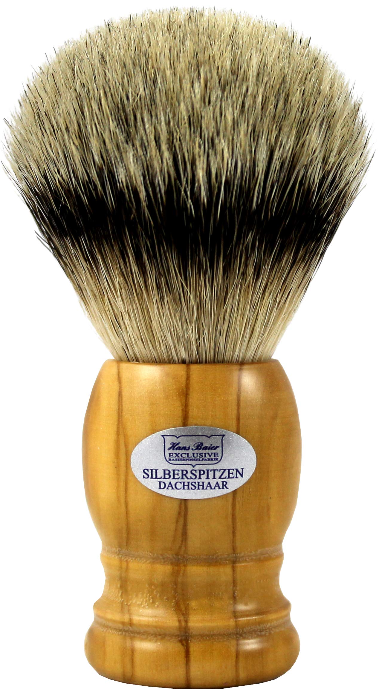 Hans BAIER Exclusive pennello da barba Argento Pizzo in legno d' ulivo – Taglia. 3