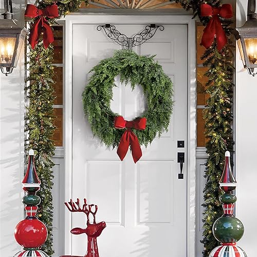 Vista 35 de Watayo 2 guirnaldas de pino Norfolk de tacto realista, guirnalda de Navidad artificial realista de 4.9 pies para manto, guirnaldas de cedro de pino