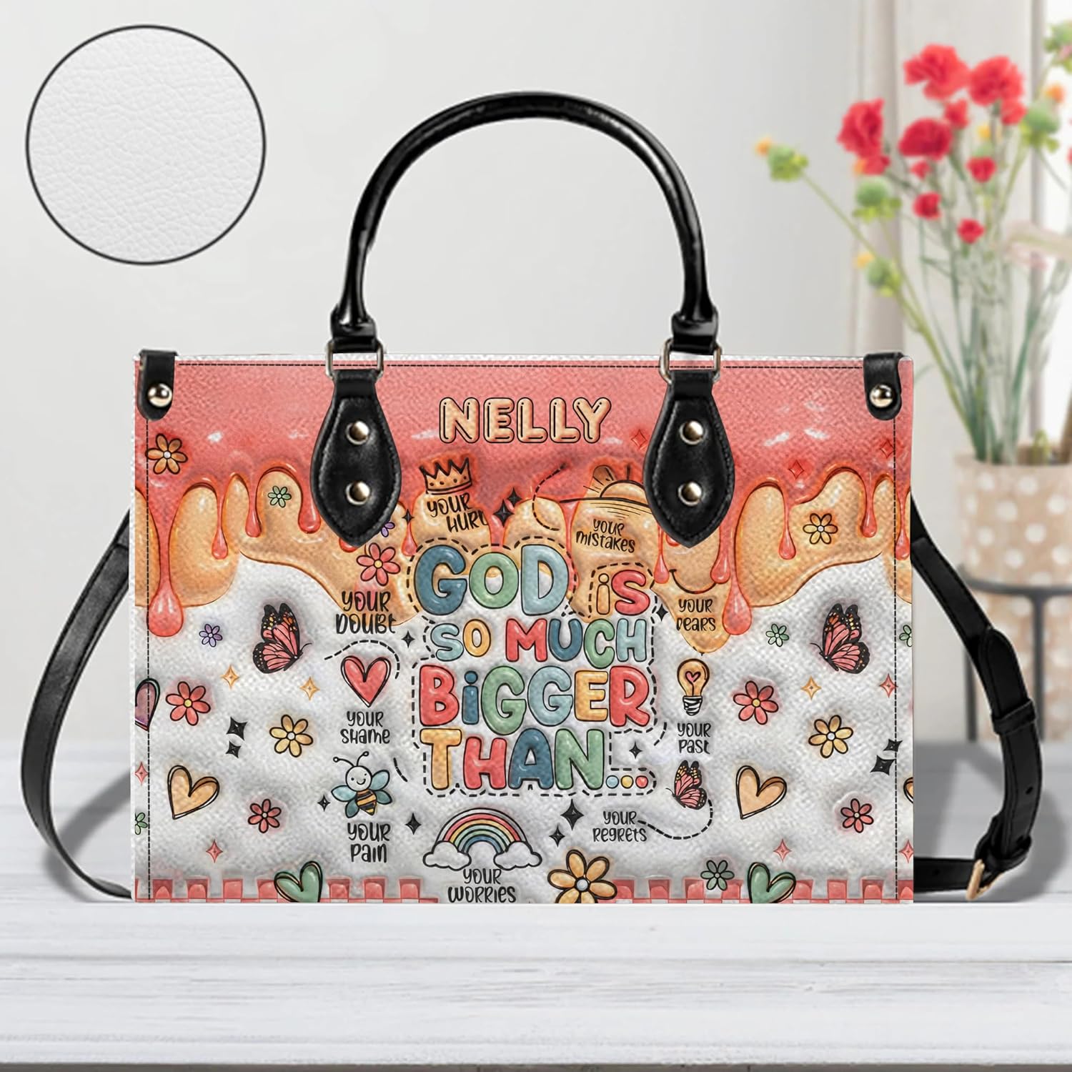 Personalized Christian Leather Handbag for Women, Bible Scripture Purse, Religious Handbag with Custom Name, Christian Gift - Image 4