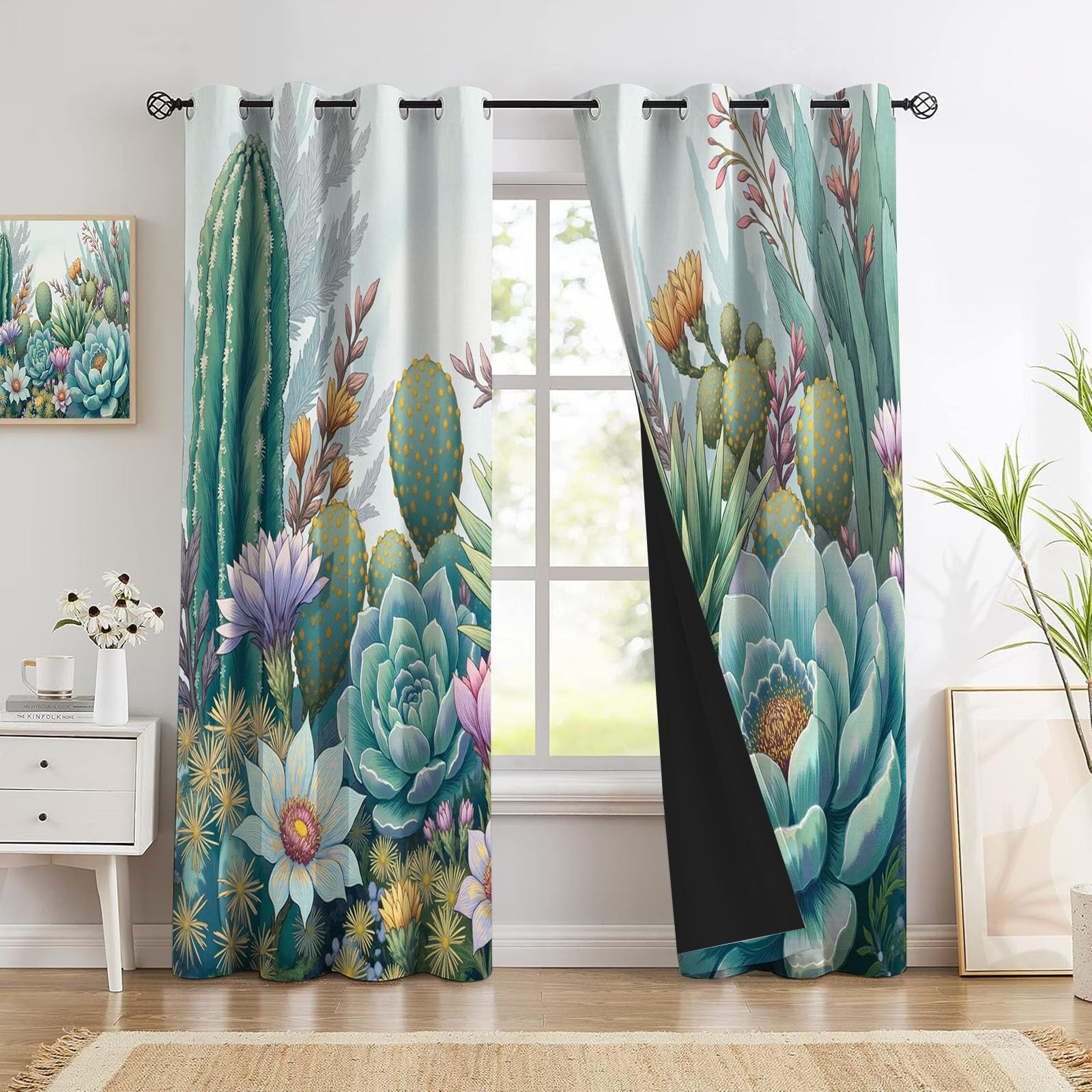 Rideau occultant thermique cactus l140 x h260 cm isolation chambre