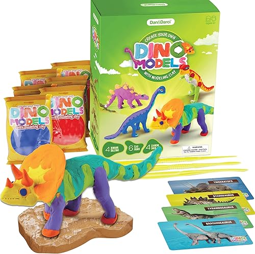 Miniatura 4 de Dan&Darci Modelos de dinosaurios, kit de manualidades de arcilla – Artes y manualidades de dinosaurios para niños – Regalos de cumpleaños para niños