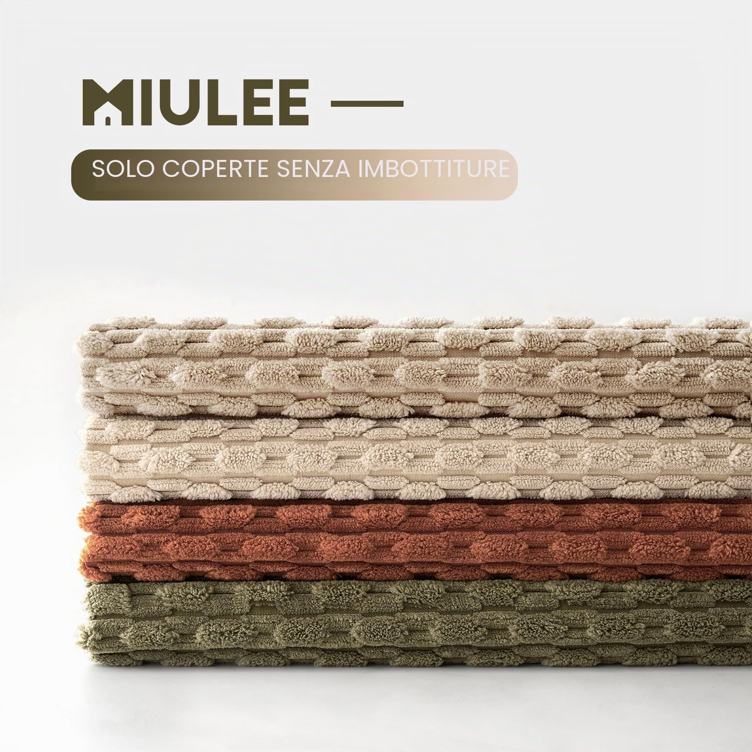 MIULEE 4 Pezzi Federe Cuscini Decorativi Divano Federa Resistente Quadrato Moderno Morbido per Soggiorno Camera da Letto Casa Sedia Cuscino 50x50 cm Marrone Verde