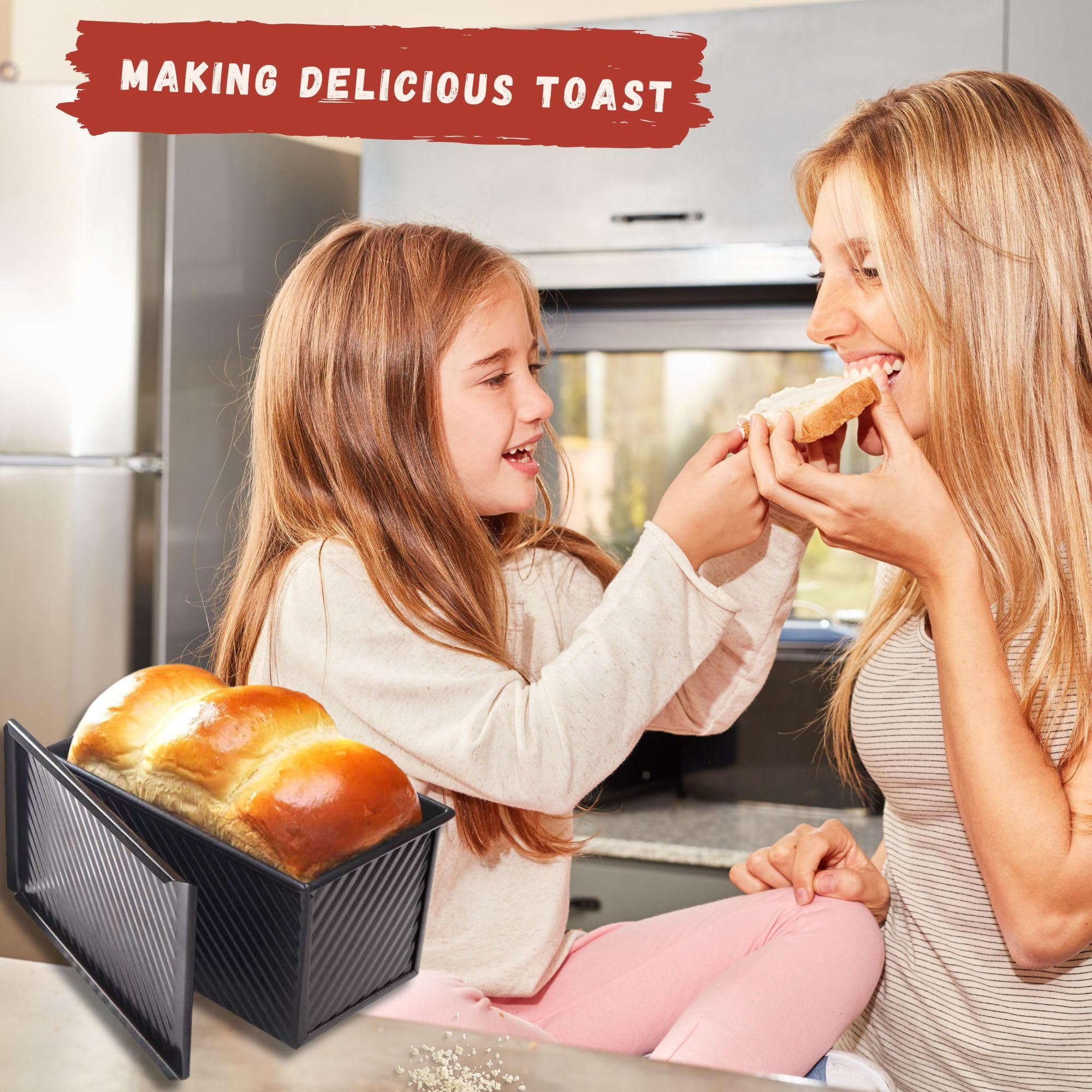 Stampo Per Pane in Cassetta, Toast Stampo per pagnotta con Coperchio, Teglia Antiaderente Per Pane in Cassetta, Toast/Panino/Torta, 450g di Pasta, Nero