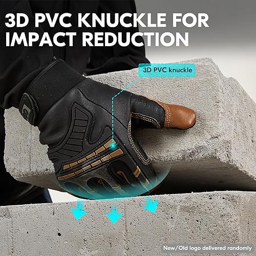 Miniatura 10 de Vgo... -4  o más de invierno impermeable de alta destreza guante mecánico resistente, antivibración, antiabrasión, pantalla táctil (1 par, XL,