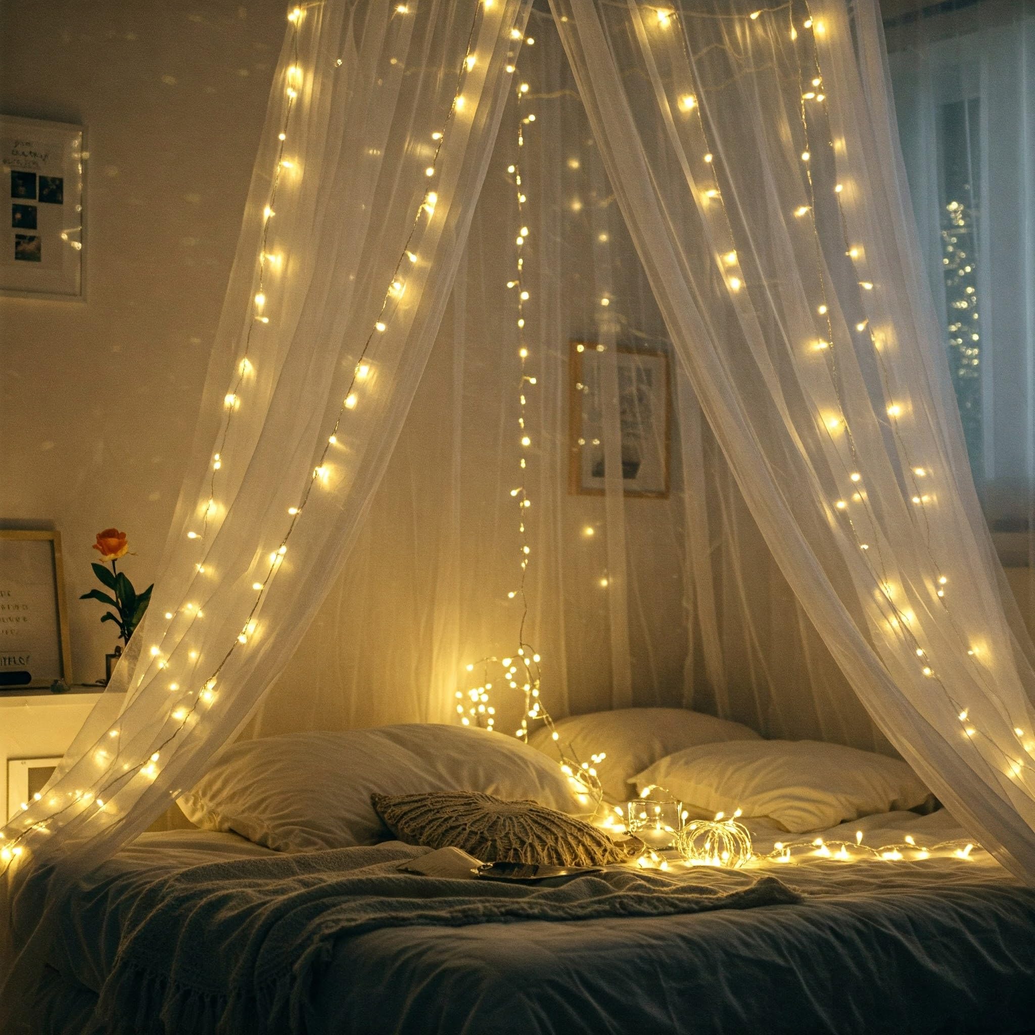 Special You Canopy Tent for Decoration, Canopy for Bedroom, Unstitiched White net Cloth for Decoration 5 mtr Long with Light, Aesthetic Room Decor, Backdrop for Decor