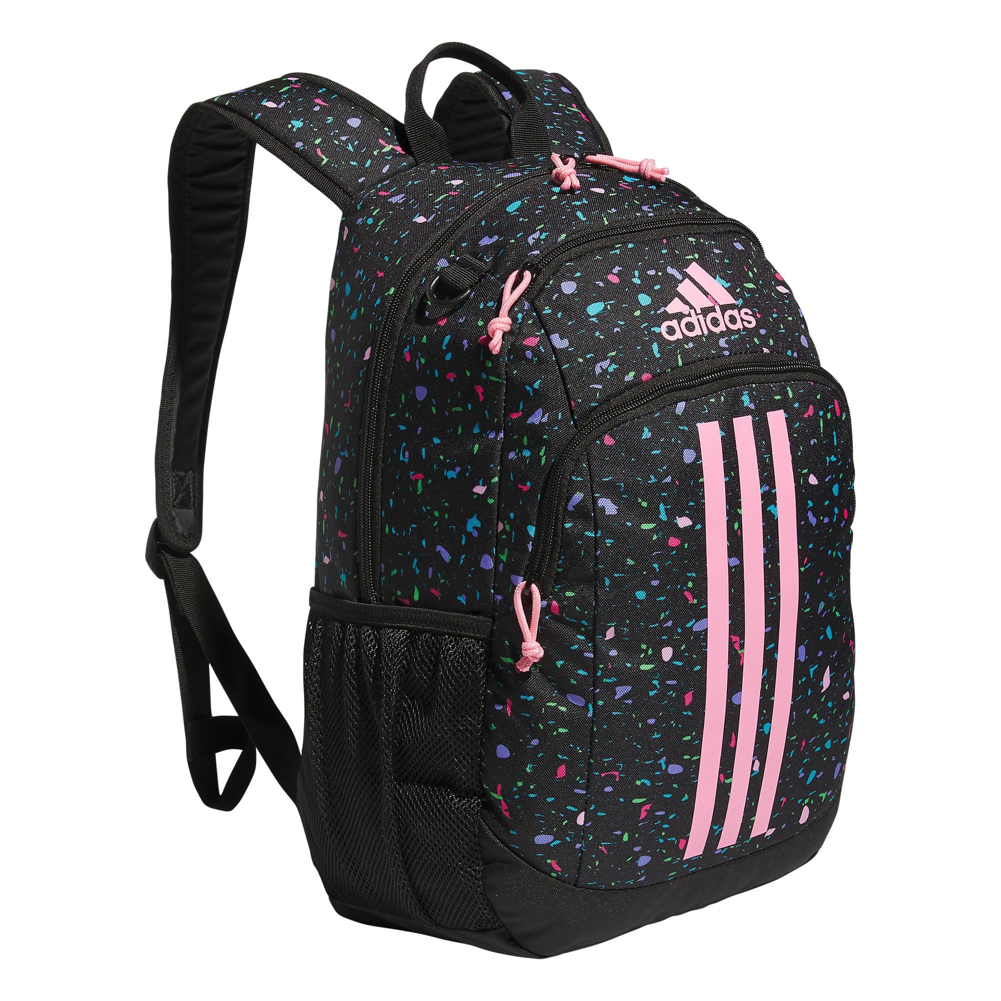 adidasCreator Small Backpack for Laptop, Comfortable and Durable Athletic Bag, Speckle Black/Bliss Pink/Black, OSFA