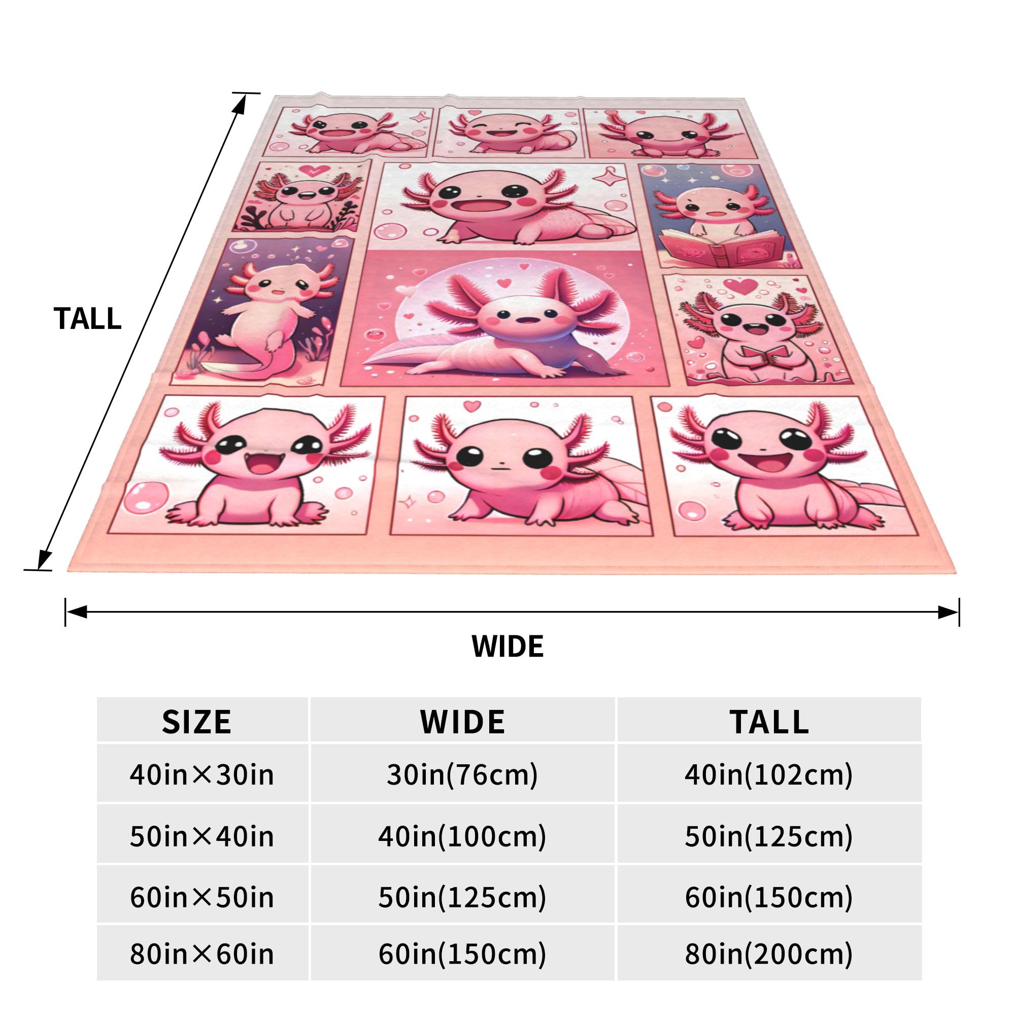Axolotl-Decke Aus Flanell – Süßes Überwurf Für Kinder & Erwachsene, 4 Größen, Weich & Kuschelig