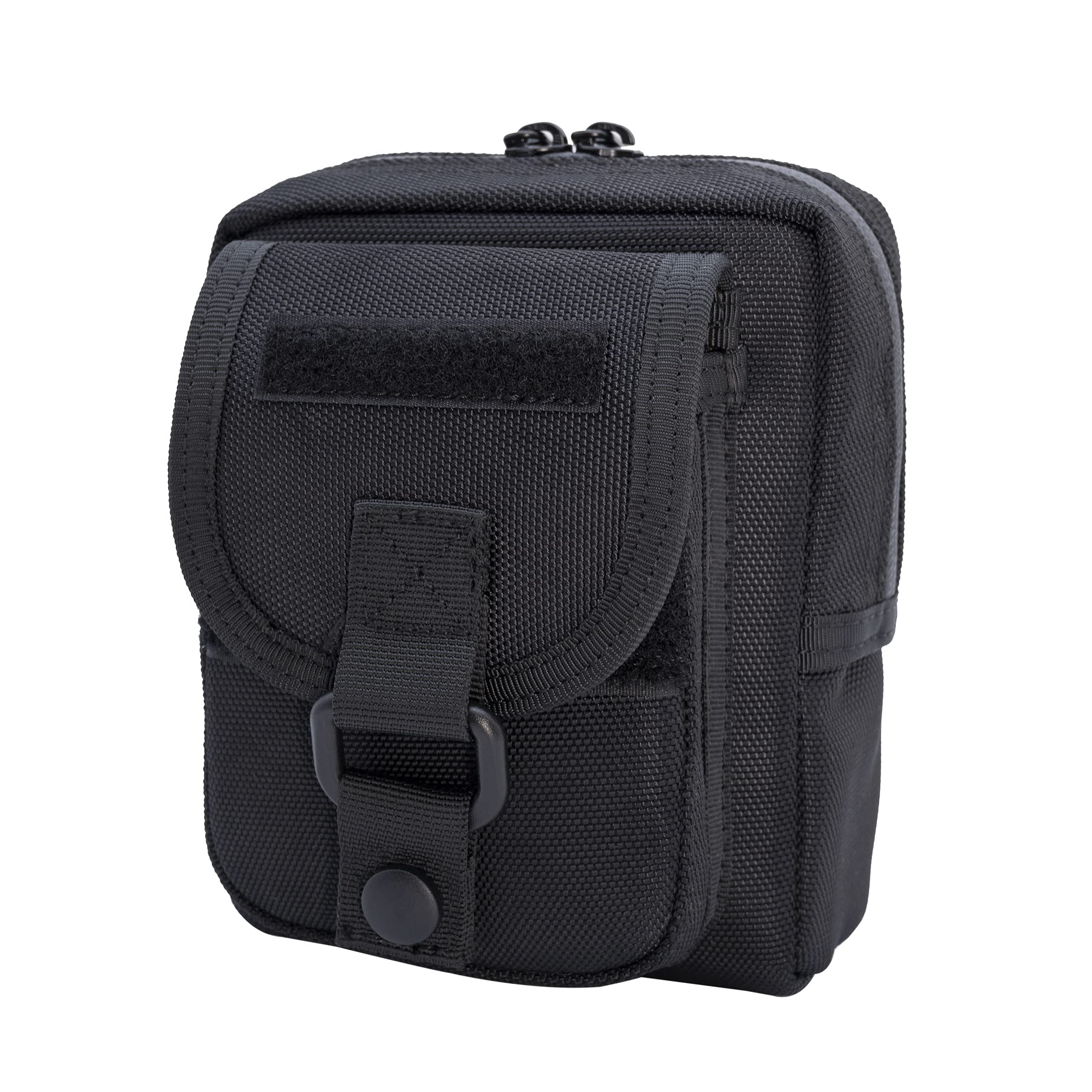 Compact Utility Gadget Pouch Tactical MOLLE Nylon Duty Belt Pouches for Police Law Enforcement Work EDC Small Tool Waist Bag for 6.1" Cellphone Outdoor Camping Hiking Organizer(Snap)