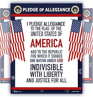 Pledge of Allegiance poster LAMINATED American flag print for classroom décor chart usa sign 15x20