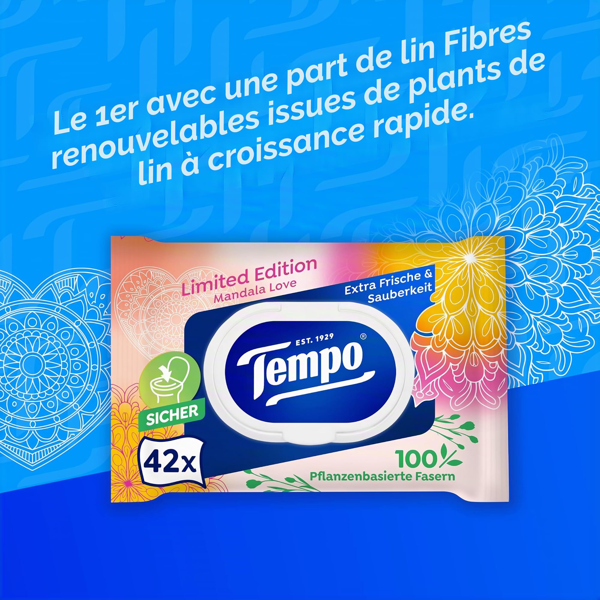 Tempo Papier toilette humide Édition limitée Motif floral