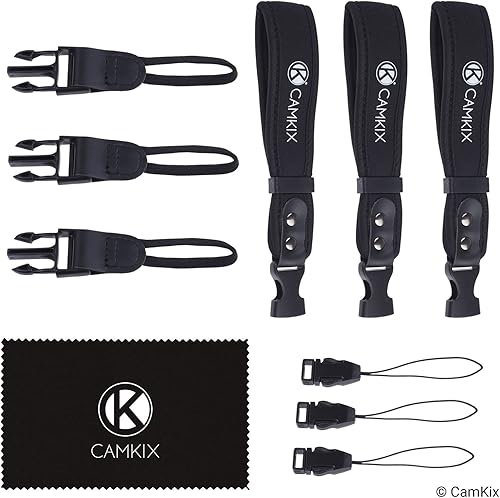 Miniatura 7 de Correas de muñeca para cámaras réflex digitales y compactas, paquete de 3, extra fuertes y duraderas, cómoda pulsera de neopreno, ajuste ajustable,