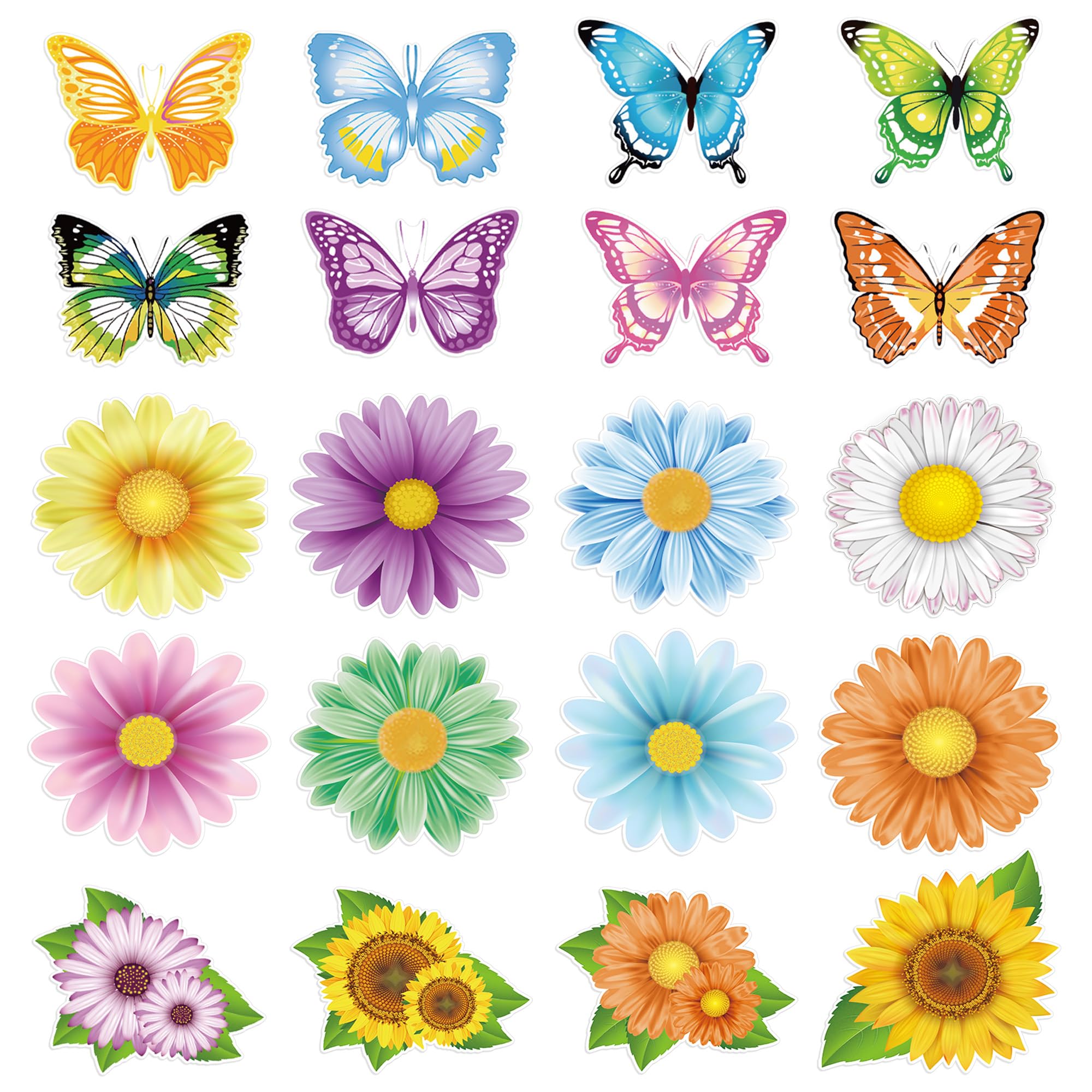 80 Pcs Spring Bulletin Board Decorations Flower Butterfly Paper Cutouts Springtime Flowers Wall Decals Classroom Wall Decorations for Spring Summer School Office Home Wall Chalkboard Supplies