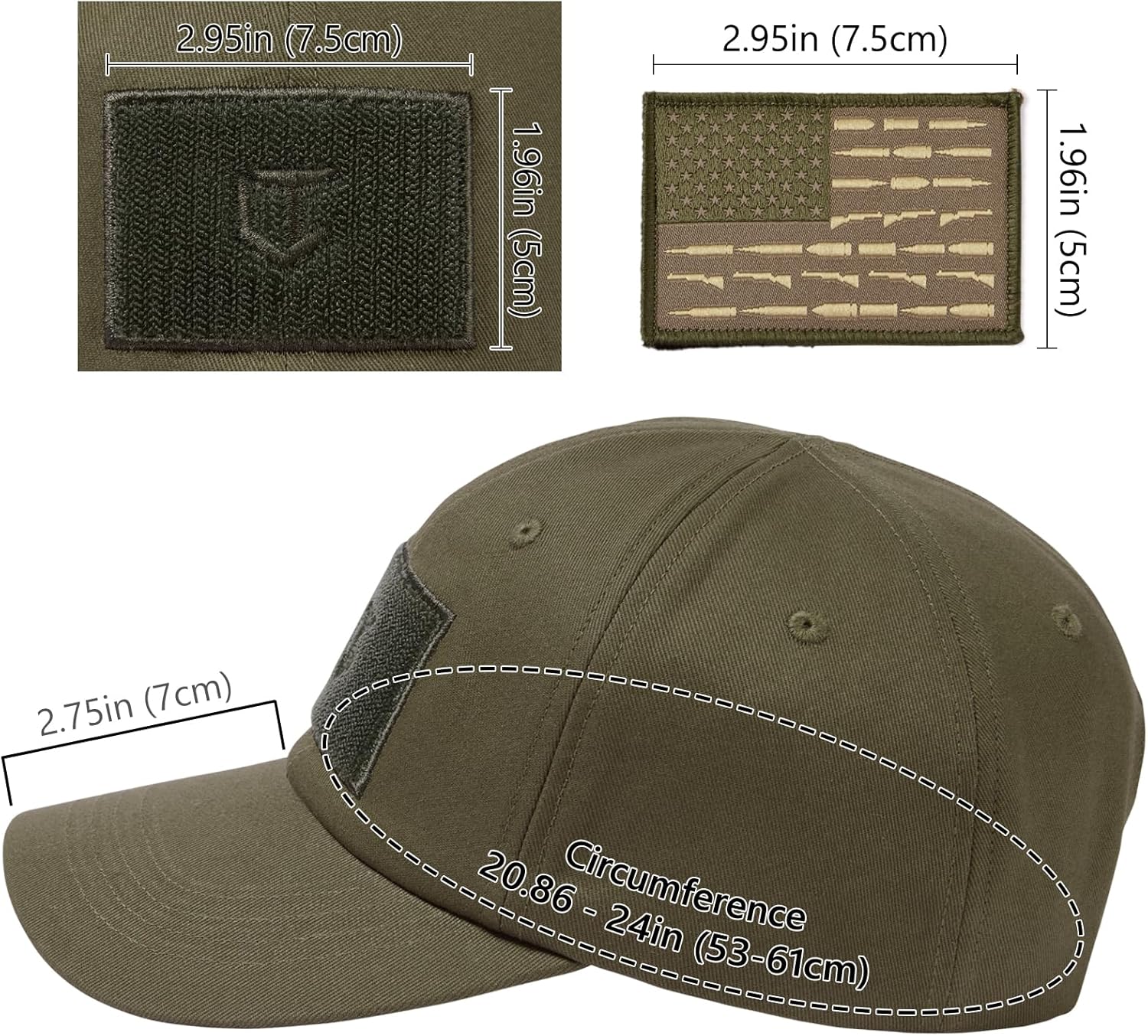 Tactical Hat with Flag Patch Camo Military Army Hats Adjustable Trucker Baseball Cap Soft Top for Shooting - Image 3